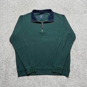 Tailorbyrd Collection Pullover Mens Small Green Waffle Knit 1/4 Zip Sweater Golf